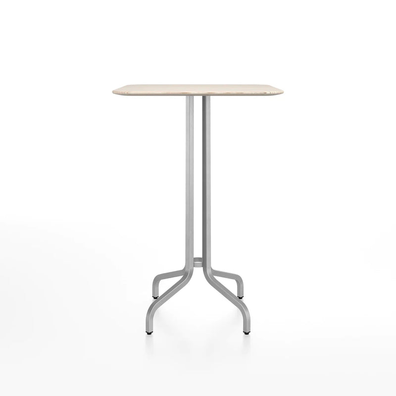 Emeco 1 Inch Bar Table - Rectangular Top bar seating Emeco Brushed Aluminum Ash Wood 