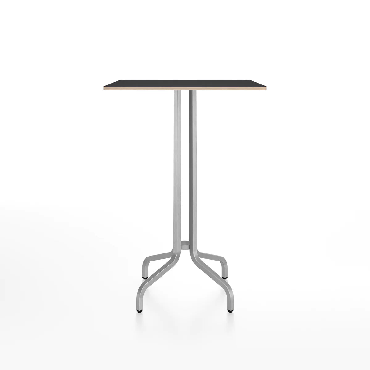 Emeco 1 Inch Bar Table - Rectangular Top bar seating Emeco Brushed Aluminum Black Laminate Plywood 