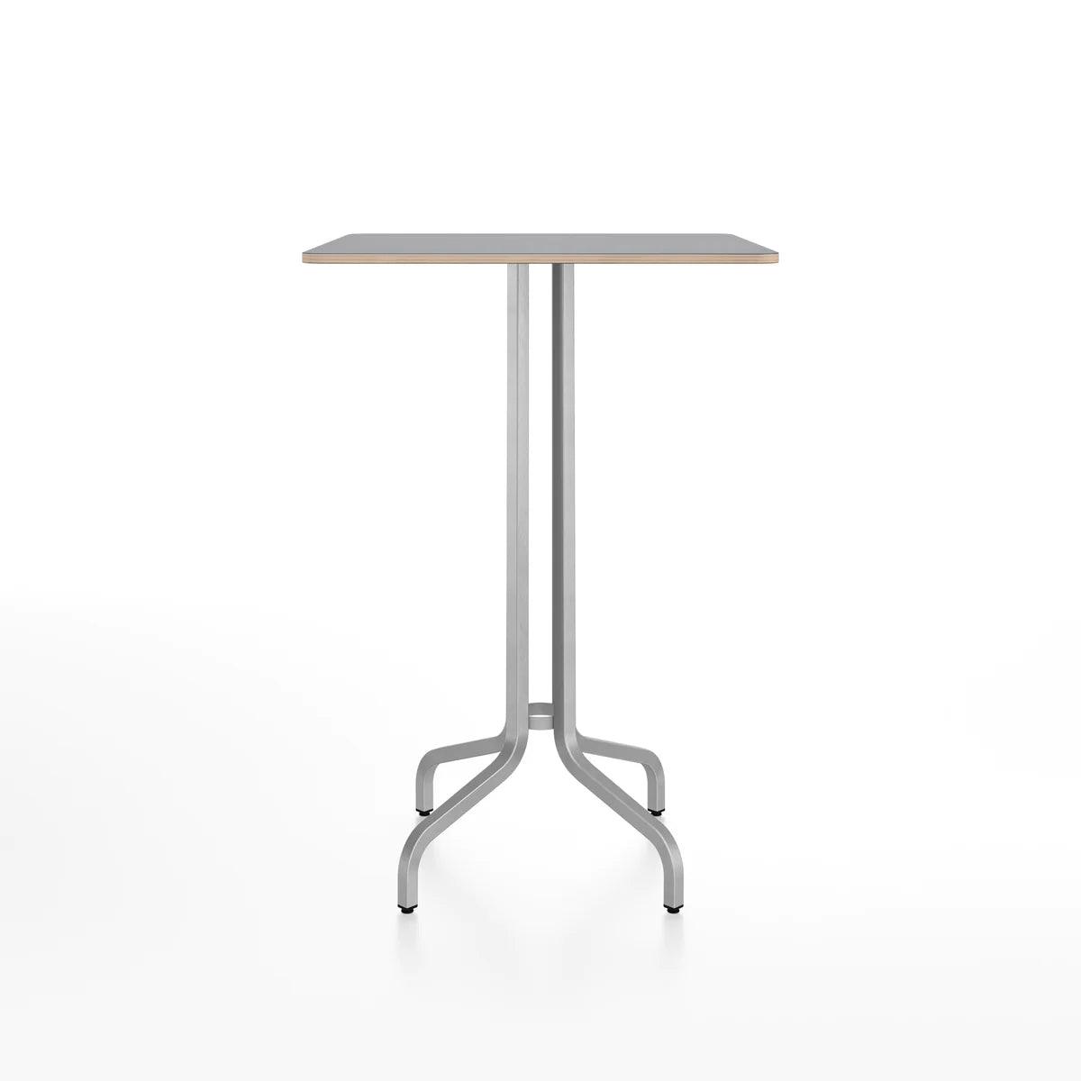 Emeco 1 Inch Bar Table - Rectangular Top bar seating Emeco Brushed Aluminum Gray Laminate Plywood 