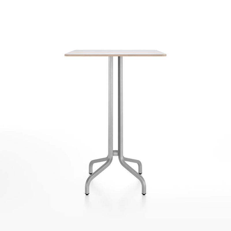 Emeco 1 Inch Bar Table - Rectangular Top bar seating Emeco Brushed Aluminum White Laminate Plywood 