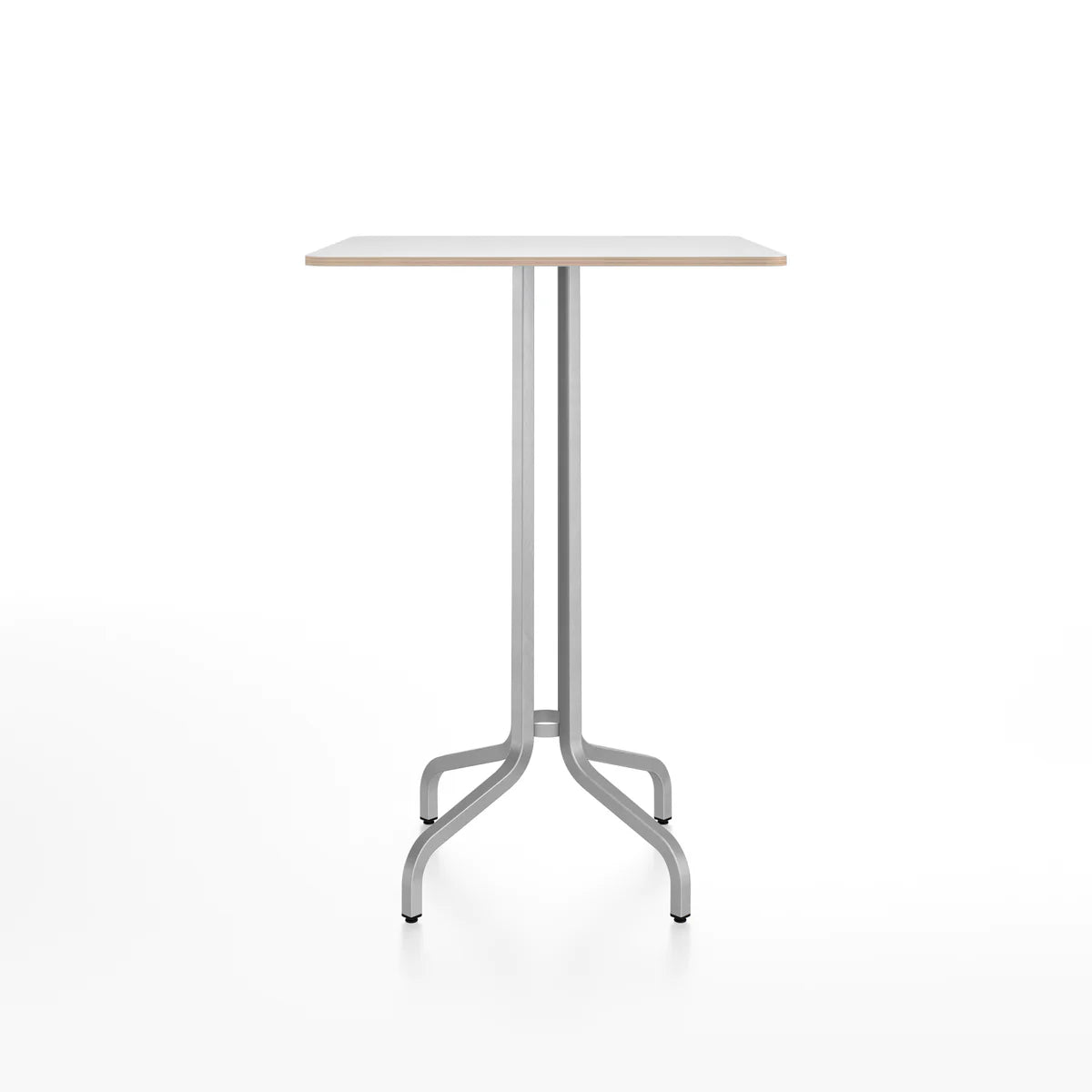 Emeco 1 Inch Bar Table - Rectangular Top bar seating Emeco Brushed Aluminum White Laminate Plywood 