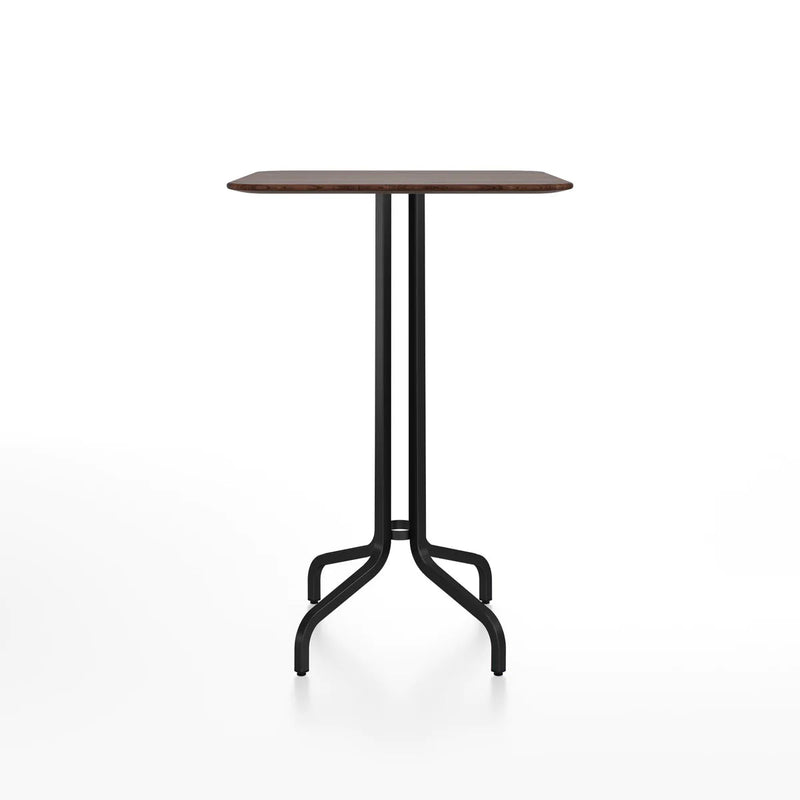 Emeco 1 Inch Bar Table - Rectangular Top bar seating Emeco Black Powder Coated Walnut Wood 