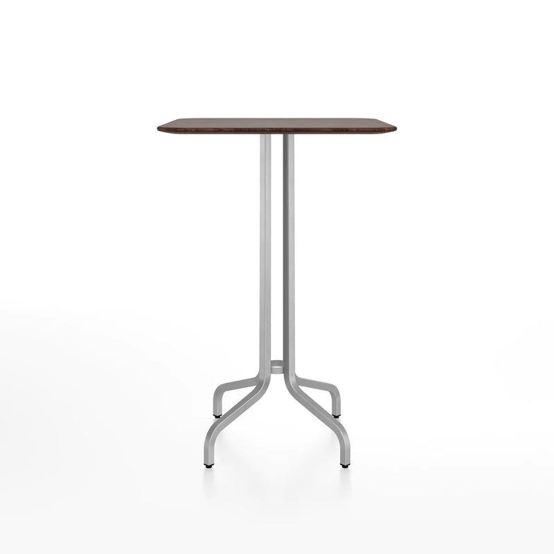 Emeco 1 Inch Bar Table - Rectangular Top bar seating Emeco Brushed Aluminum Walnut Wood 