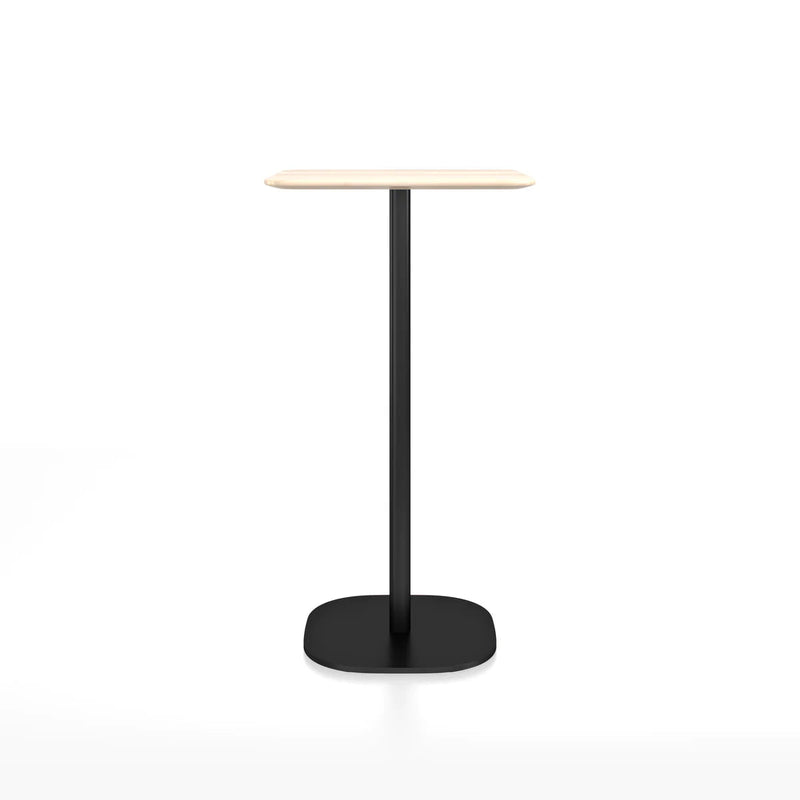 Emeco 2 Inch Flat Base Bar Height Table - Rectangular Top Coffee table Emeco Black Powder Coated Aluminum Accoya Wood 