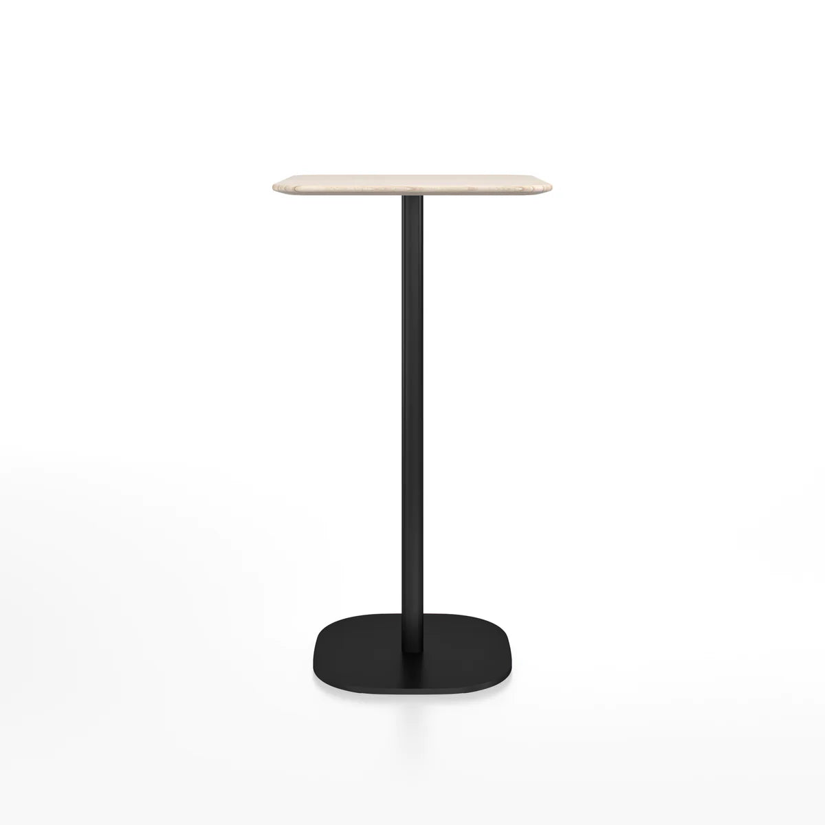 Emeco 2 Inch Flat Base Bar Height Table - Rectangular Top Coffee table Emeco Black Powder Coated Aluminum Ash Wood 