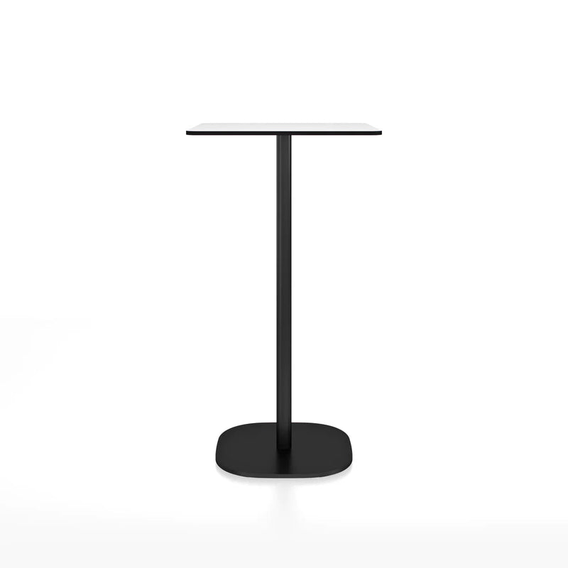 Emeco 2 Inch Flat Base Bar Height Table - Rectangular Top Coffee table Emeco Black Powder Coated Aluminum White HPL 