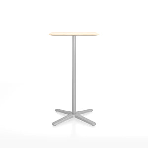 Emeco 2 Inch X Base Bar Table - Rectangular bar seating Emeco Silver Powder Coated Accoya (Outdoor Approved) 
