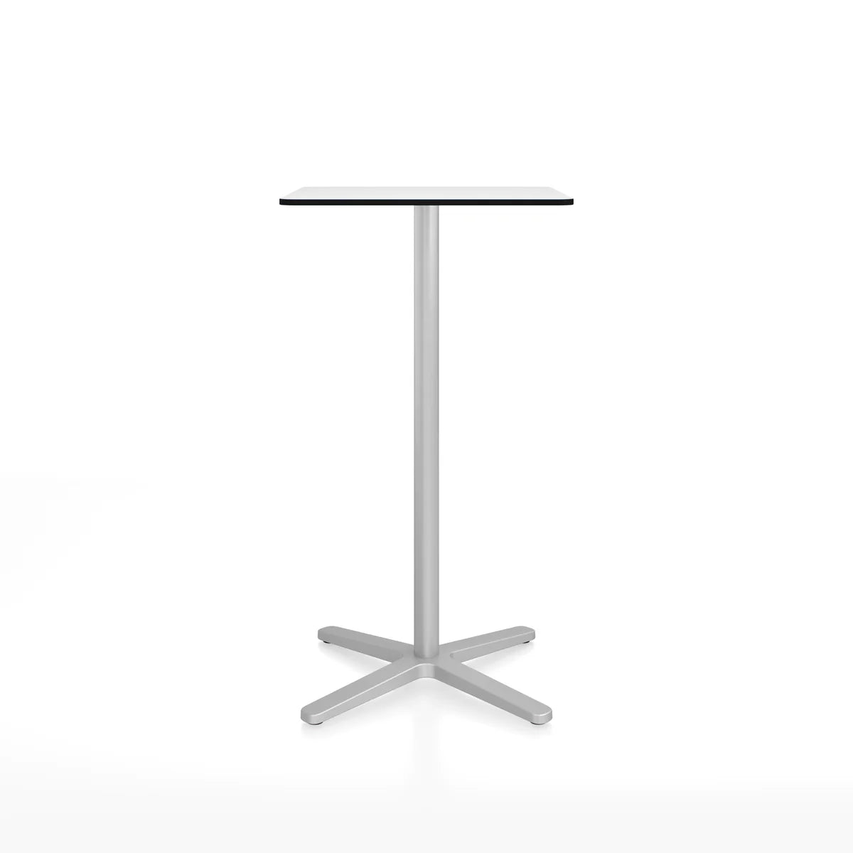 Emeco 2 Inch X Base Bar Table - Rectangular bar seating Emeco Silver Powder Coated White HPL 