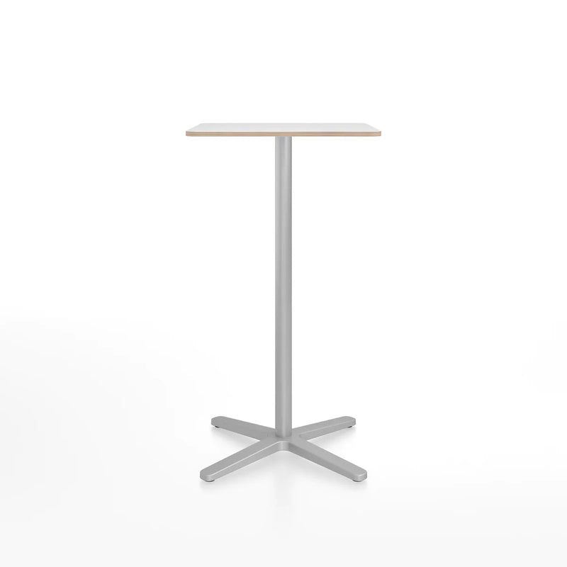 Emeco 2 Inch X Base Bar Table - Rectangular bar seating Emeco Silver Powder Coated White Laminate Plywood 