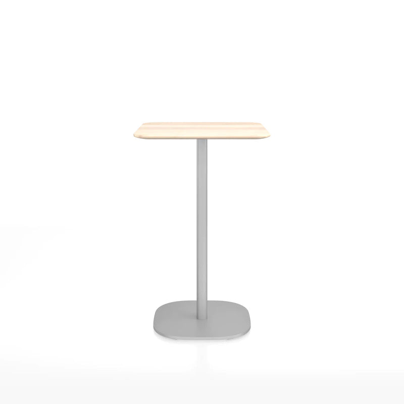 Emeco 2 Inch Flat Base Counter Height Table - Rectangular Top Coffee table Emeco Hand Brushed Aluminum Accoya Wood 