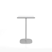 Emeco 2 Inch Flat Base Counter Height Table - Rectangular Top Coffee table Emeco Hand Brushed Aluminum White HPL 
