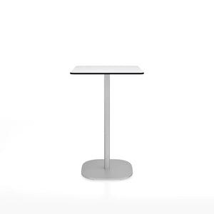 Emeco 2 Inch Flat Base Counter Height Table - Rectangular Top Coffee table Emeco Hand Brushed Aluminum White HPL 