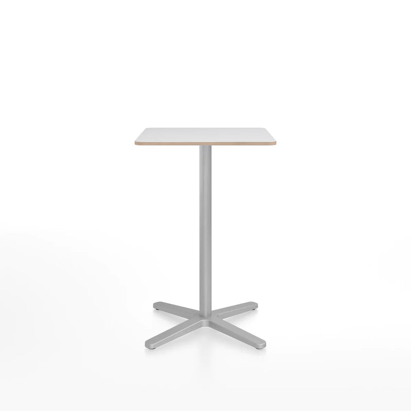 Emeco 2 Inch X Base Counter Table - Rectangular bar seating Emeco Silver Powder Coated White Laminate Plywood 