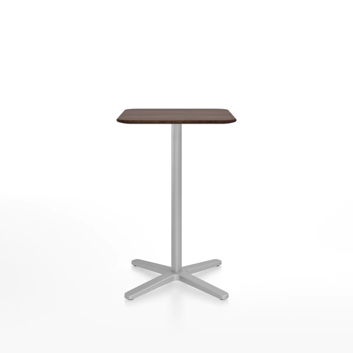 Emeco 2 Inch X Base Counter Table - Rectangular bar seating Emeco Silver Powder Coated Walnut 