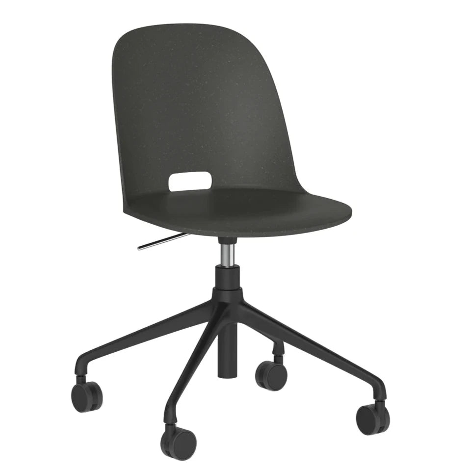 Emeco Alfi Work Swivel Chair With Casters task chair Emeco Dark Grey No Seat Pad 