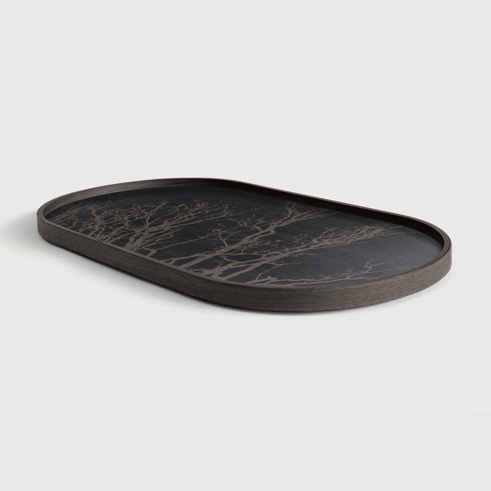 Oblong Black Tree Wooden Tray Tray Ethnicraft 