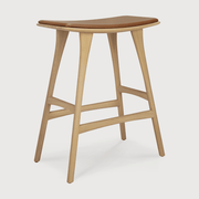 Osso Upholstered Stool Stools Ethnicraft Oak / Cognac Leather Counter 
