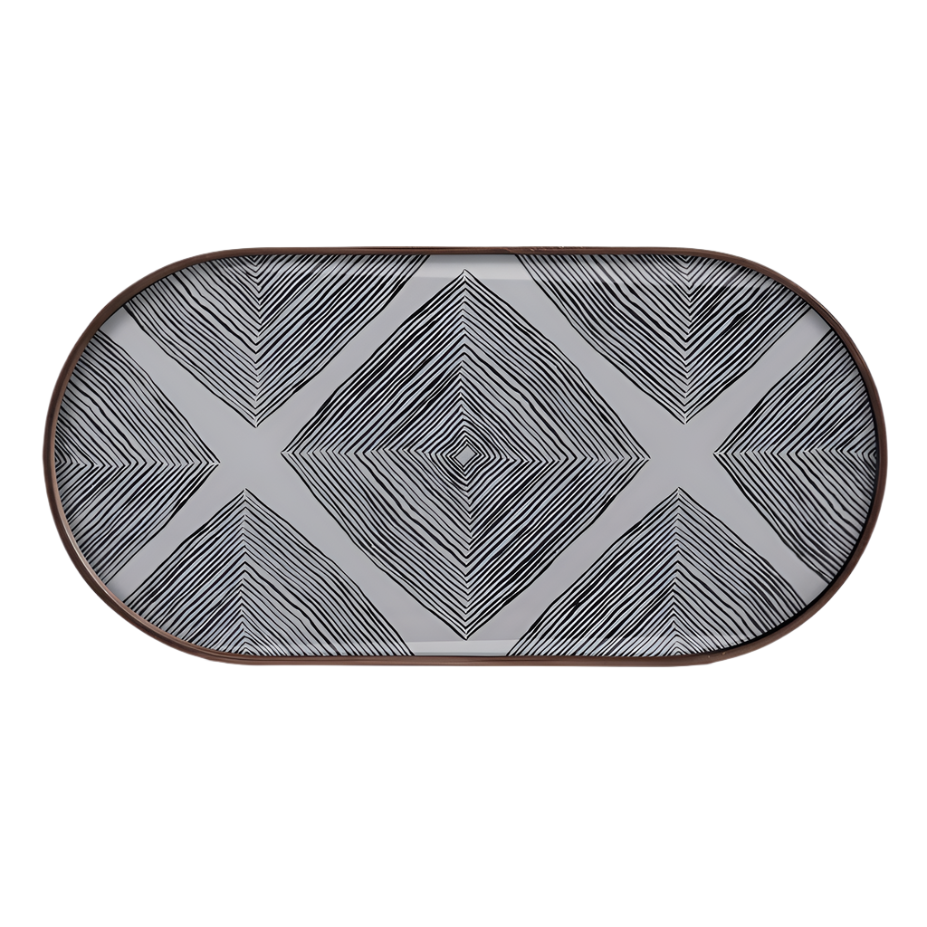 Slate Linear Squares Oblong Glass Tray Tray Ethnicraft 