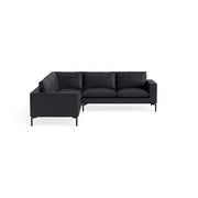 New Standard Sectional Sofa BluDot Left Granite Leather - Black Legs 