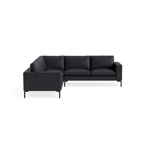 New Standard Sectional Sofa BluDot Left Granite Leather - Black Legs 