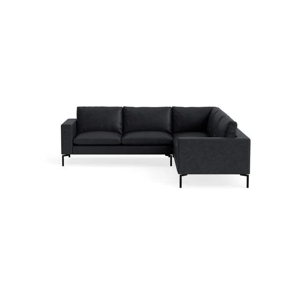 New Standard Sectional Sofa BluDot Right Granite Leather - Black Legs 