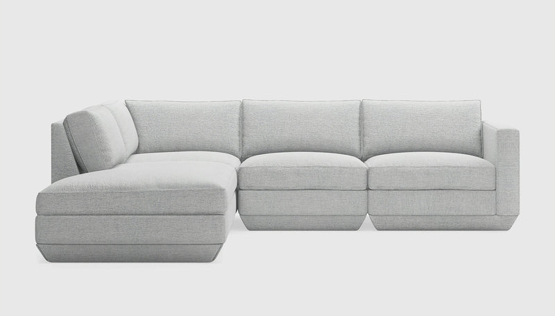 Gus Modern Podium Modular 4PC Lounge Sectional A — Bayview Silver / Left Facing