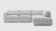 Gus Modern Podium Modular 4PC Lounge Sectional A — Bayview Silver / Right Facing