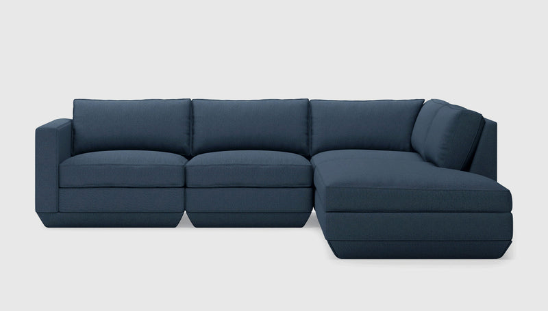 Gus Modern Podium Modular 4PC Lounge Sectional A — Hanson Navy / Right Facing