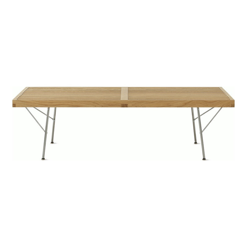 Herman Miller Nelson Platform Bench with metal base, 48-inch White Oak, front view