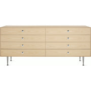 Herman Miller Nelson Thin Edge Double Dresser in White Ash with silver aluminum alloy pulls, front view