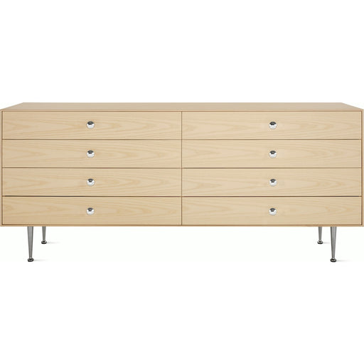 Herman Miller Nelson Thin Edge Double Dresser in White Ash with silver aluminum alloy pulls, front view