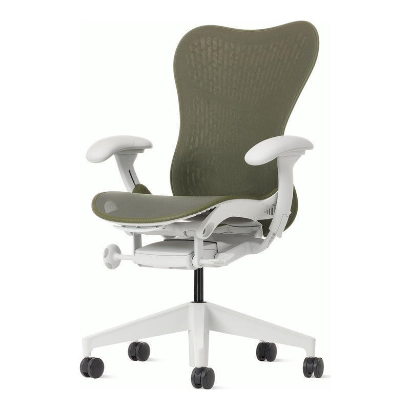 Herman Miller Mirra 2 Chair, Cordovan / Olive, Alpine frame, Butterfly Suspension back