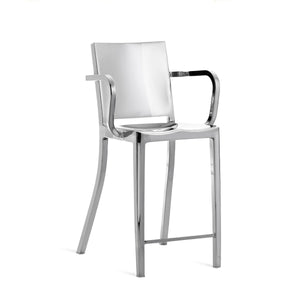 Emeco Hudson Counter Stool With Arms Side/Dining Emeco Hand Polished No Seat Pad No Glides