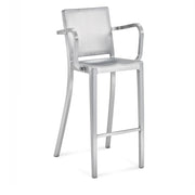 Emeco Hudson Bar Stool With Arms Side/Dining Emeco Hand Brushed No Seat Pad No Glides
