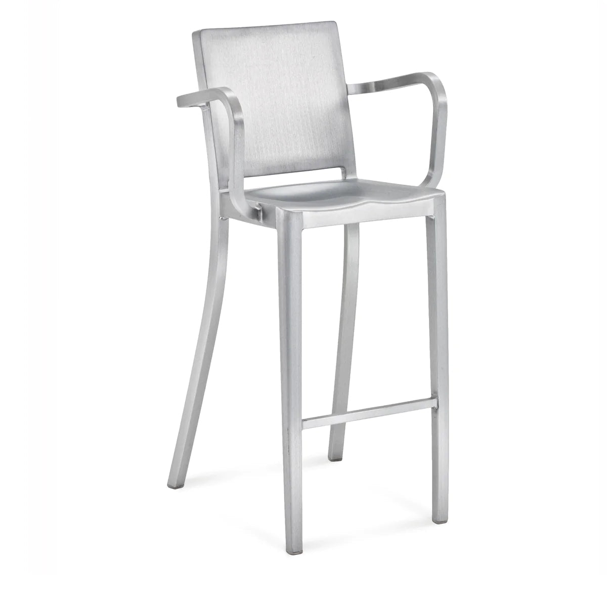 Emeco Hudson Bar Stool With Arms Side/Dining Emeco Hand Brushed No Seat Pad No Glides