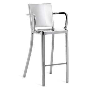 Emeco Hudson Bar Stool With Arms Side/Dining Emeco Hand Polished No Seat Pad No Glides