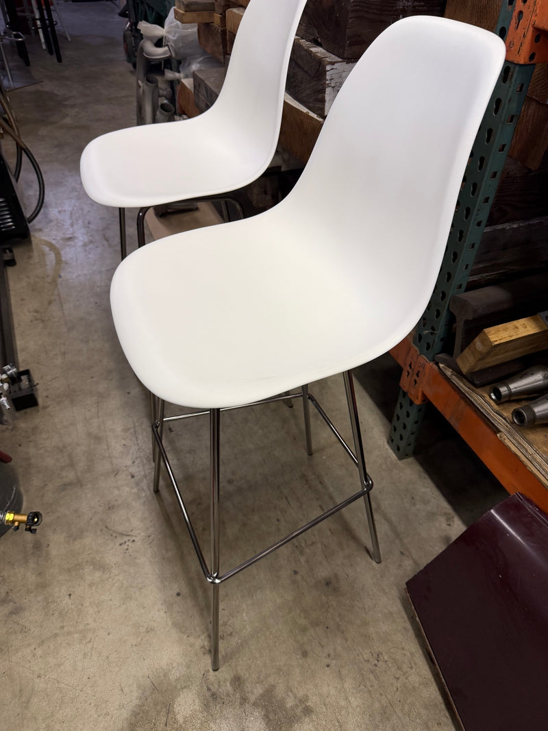 Eames Molded Plastic Bar Stool***Moving Sale****White/Chrome--Set of 2