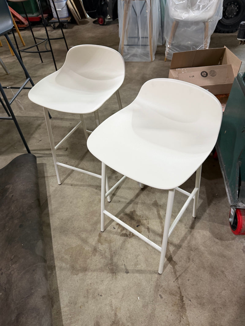 Form Bar Counter Stool White***Floor Sample**** White Metal Legs
