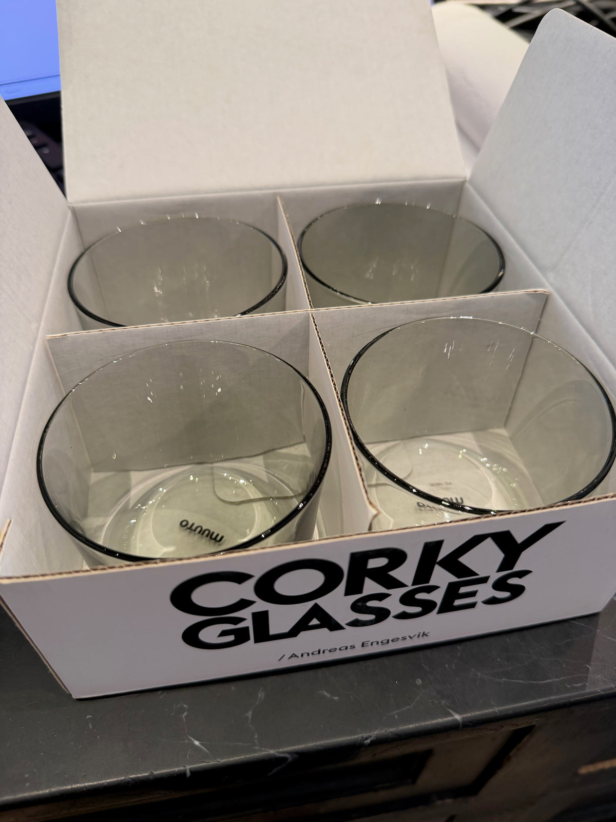 Corky Drinking Glasses Short Set of 4 ***Moving Sale****GREY