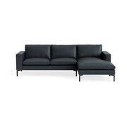 New Standard Sofa with Chaise Sofa BluDot Right Ink Leather - Black Legs 