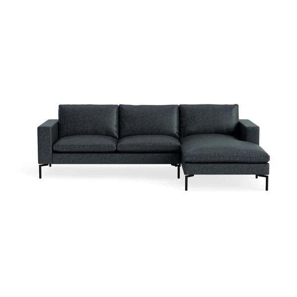 New Standard Sofa with Chaise Sofa BluDot Right Ink Leather - Black Legs 