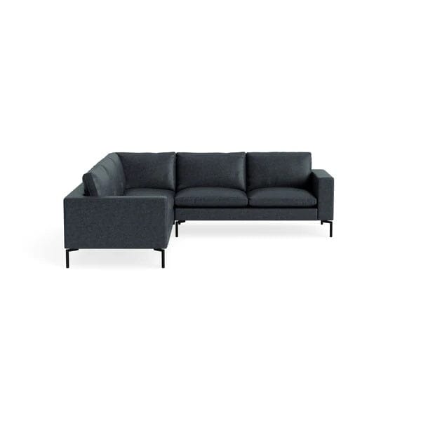 New Standard Sectional Sofa BluDot Left Ink Leather - Black Legs 