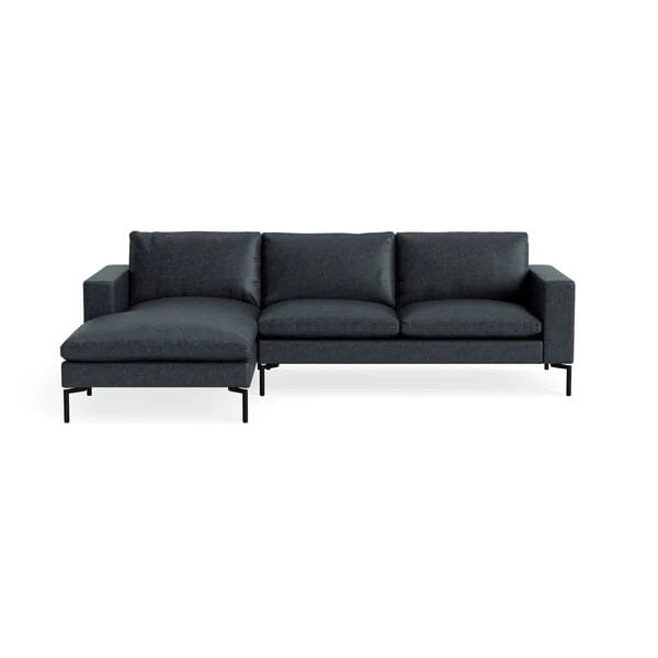 New Standard Sofa with Chaise Sofa BluDot Left Ink Leather - Black Legs 