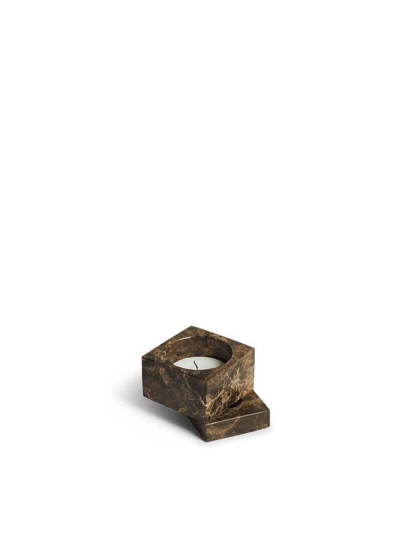 Jeu De Dés Candle Holder - Set of 4 Candles and Candleholders Woud Brown Marble Style: 1 