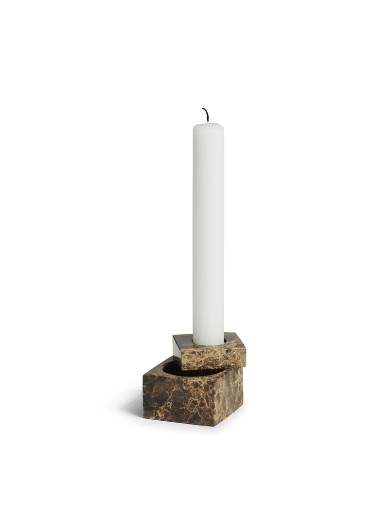 Jeu De Dés Candle Holder - Set of 4 Candles and Candleholders Woud Brown Marble Style: 2 