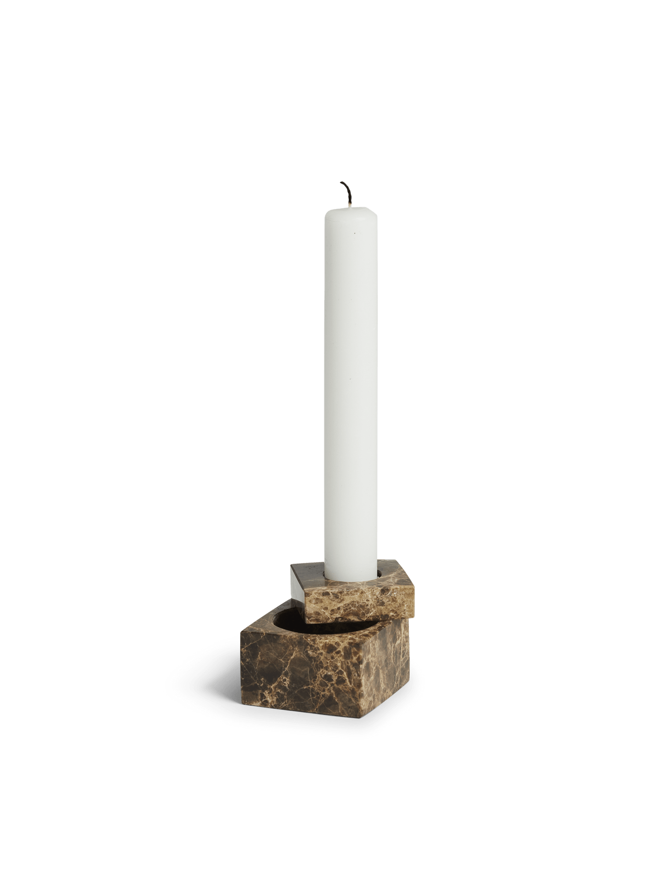 Jeu De Dés Candle Holder - Set of 4 Candles and Candleholders Woud Brown Marble Style: 2 