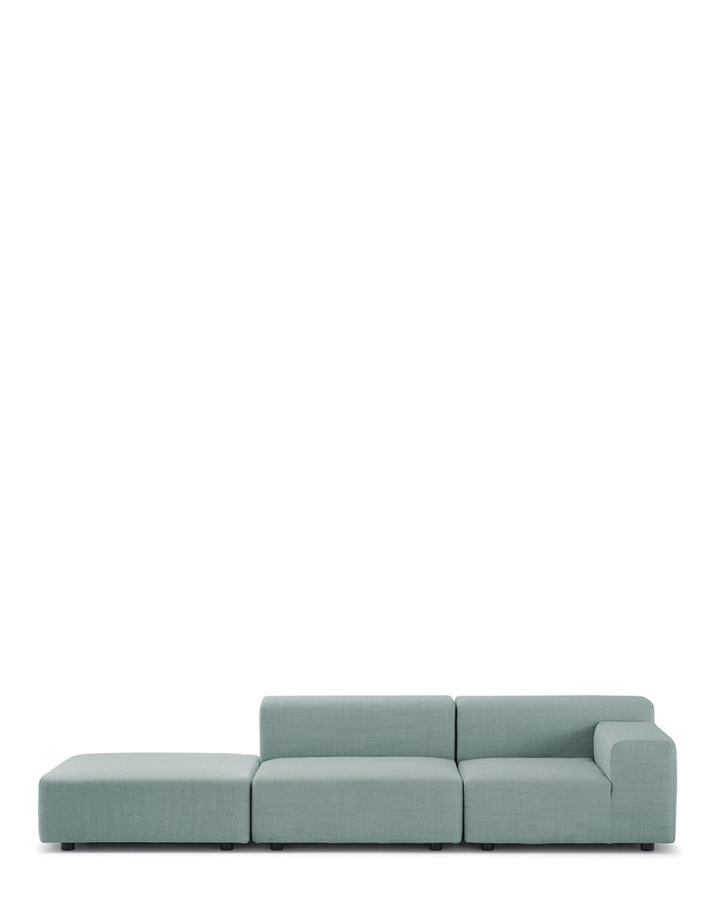 Plastics outdoor two-seater + pouf left
