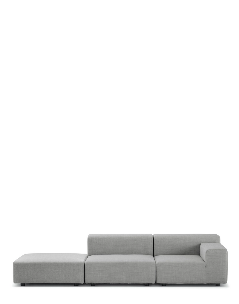 Plastics outdoor two-seater + pouf left