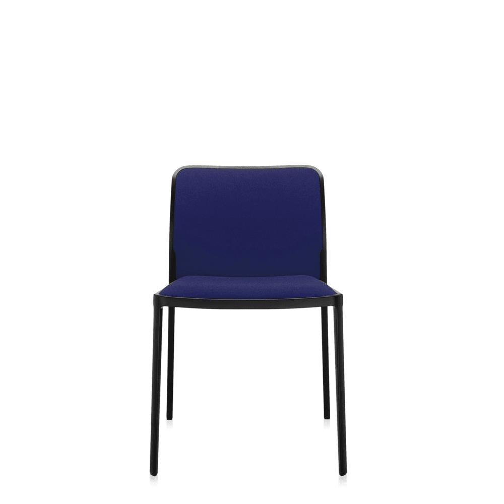 Audrey Soft (2 Chairs) Side/Dining Kartell No Arms Painted Aluminum Black Trevira Blue