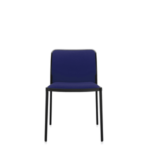 Audrey Soft (2 Chairs) Side/Dining Kartell No Arms Painted Aluminum Black Trevira Blue